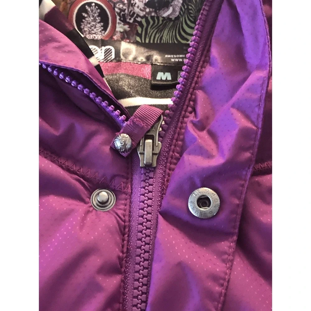 Burton Vest Womens Medium Purple DRYRIDE Hooded Faux Fur Insulated Snowboard